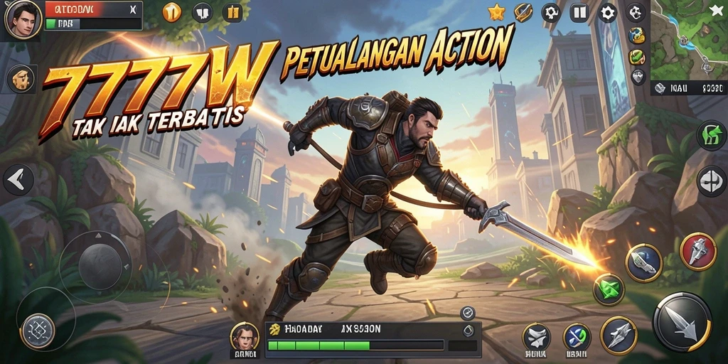 Tangkapan layar gameplay 7777W yang menunjukkan aksi mendebarkan.