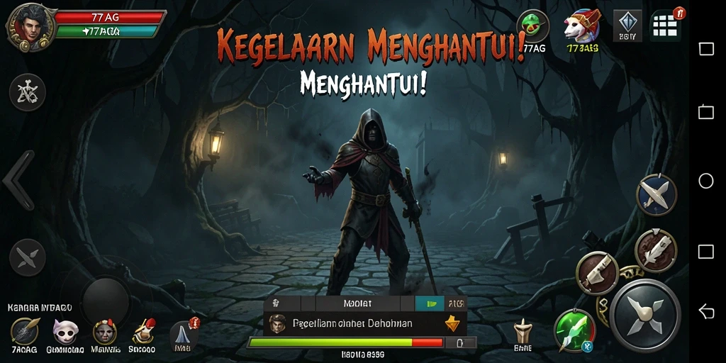Tangkapan layar gameplay <strong>77AG</strong> menunjukkan suasana Horror yang mencekam.