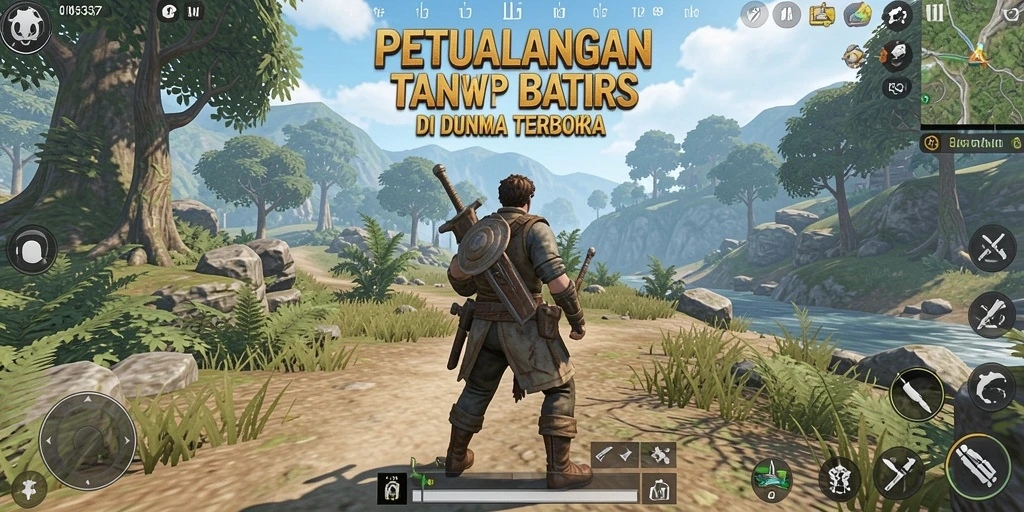 Screenshot gameplay dari dunia terbuka yang luas dan mendetail.