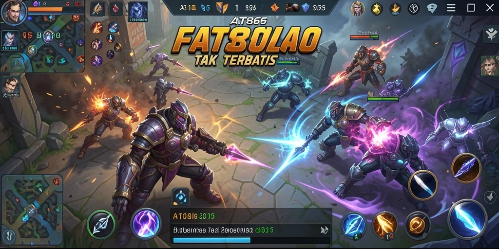 Screenshot gameplay AT866 menampilkan pertempuran seru dan karakter yang beragam.