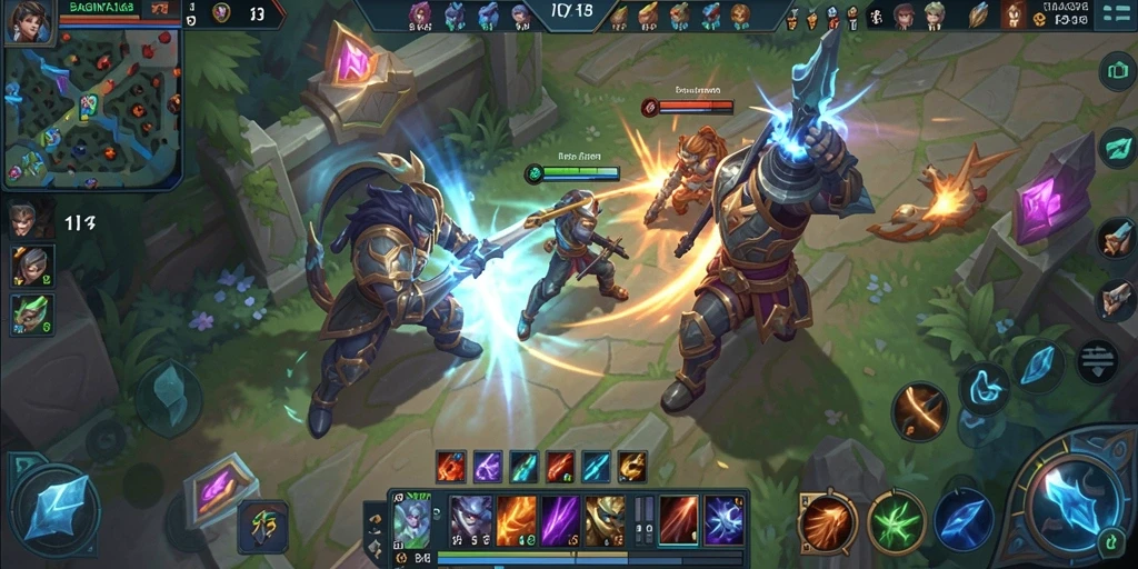 Tampilan gameplay seru BAGINTA168 dalam pertempuran MOBA.
