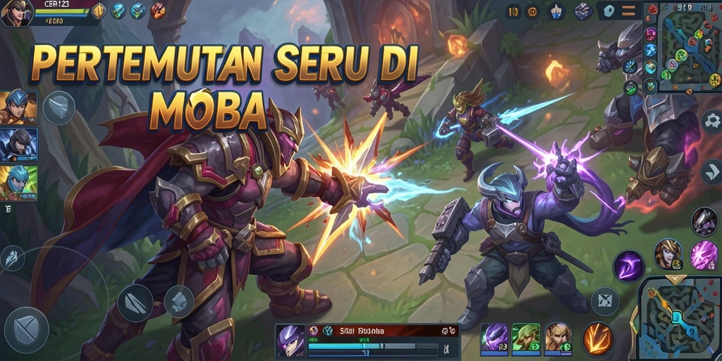 Tampilan gameplay seru CERI123 yang penuh aksi MOBA.