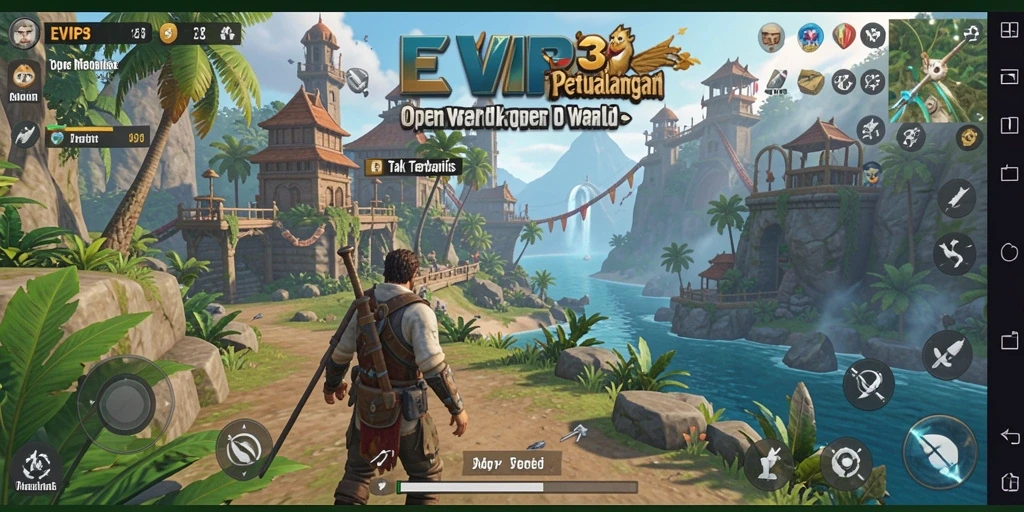 Gameplay seru EVIP3 dalam eksplorasi dunia terbuka.