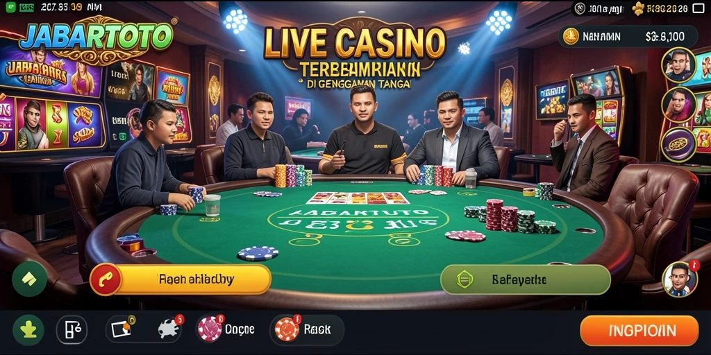 Screenshot gameplay JABARTOTO dengan dealer dan pemain interaktif.