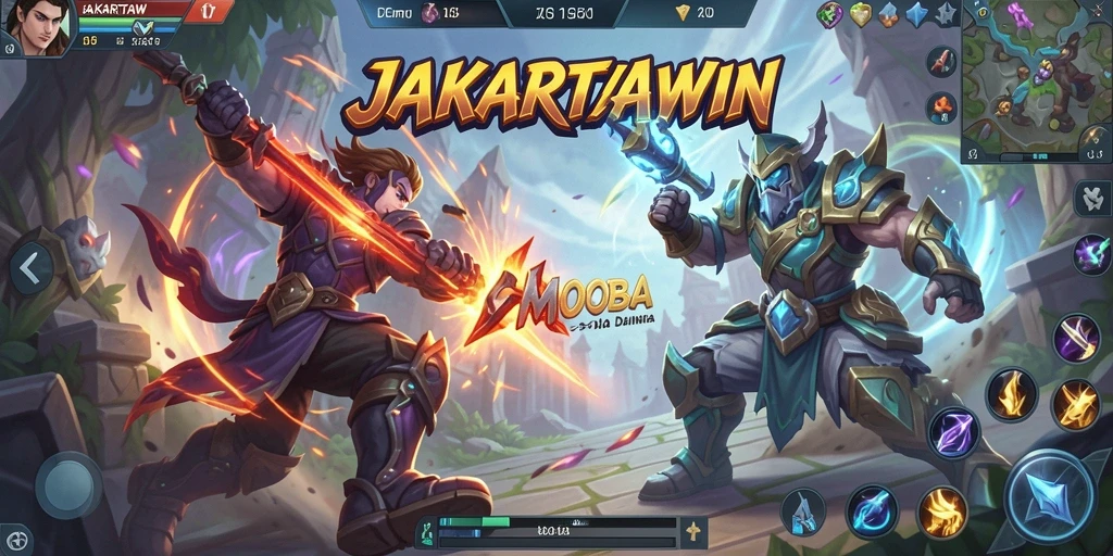 Tampilan gameplay seru dan dinamis dari JAKARTAWIN MOBA.