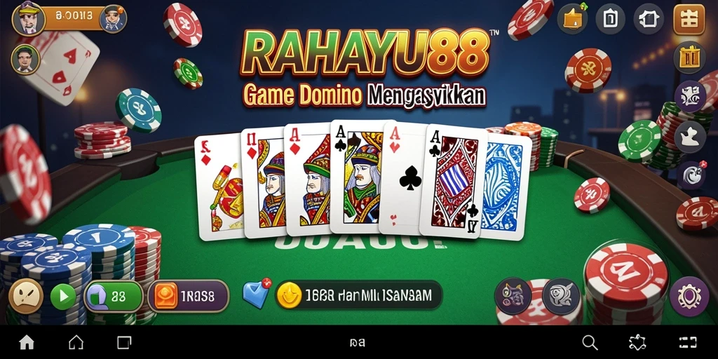 Screenshot utama RAHAYU88 menampilkan serunya gameplay Domino.