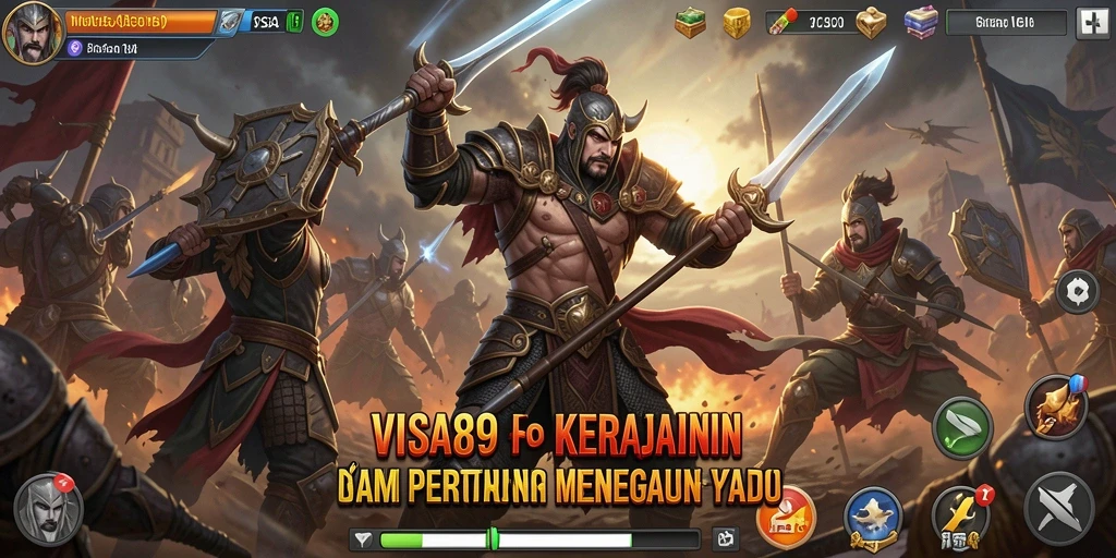 Tangkapan layar gameplay menegangkan dari VISA89 yang menampilkan pertahanan menara.